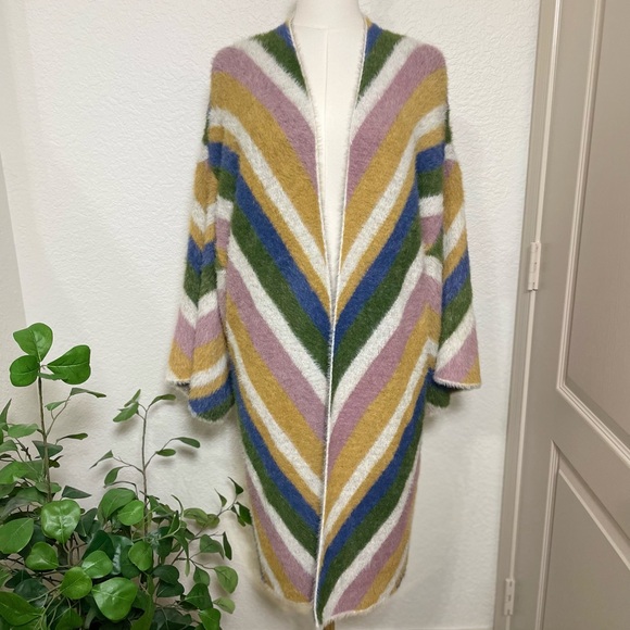 Striped Multicolor Open-Front Sweater - Picture 2 of 6